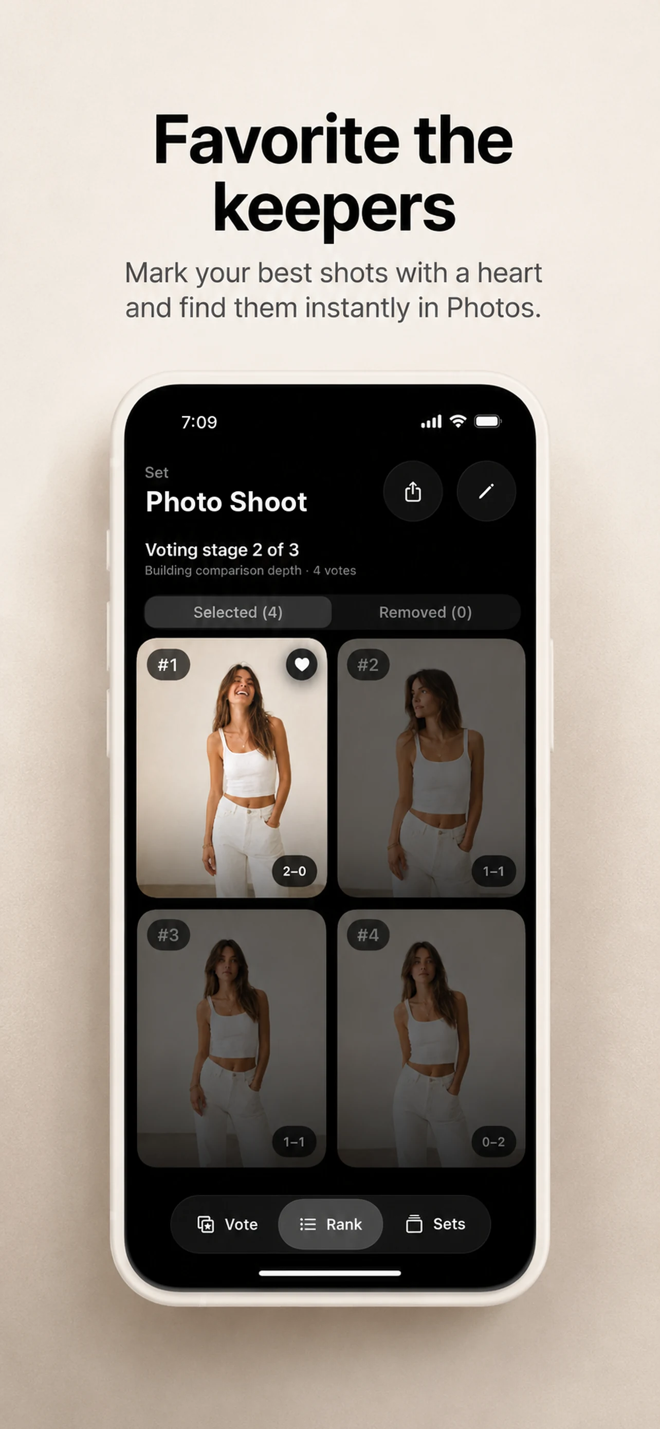Photo Rank showing how a favorite result can be saved.