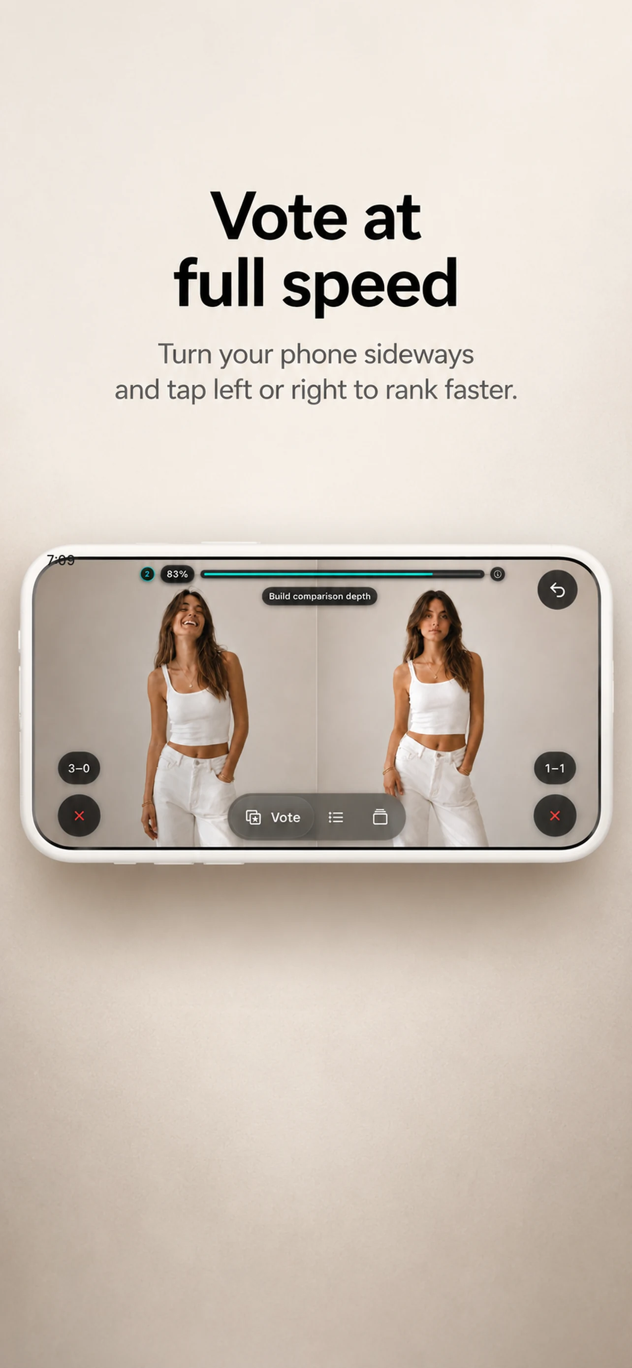 Photo Rank demonstrating a fast sequence of photo comparisons.